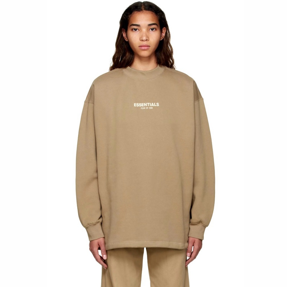 ESSENTIALS TAN COTTON SWEATSHIRT